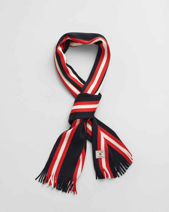 Gebreide gestreepte sjaal van wolmix