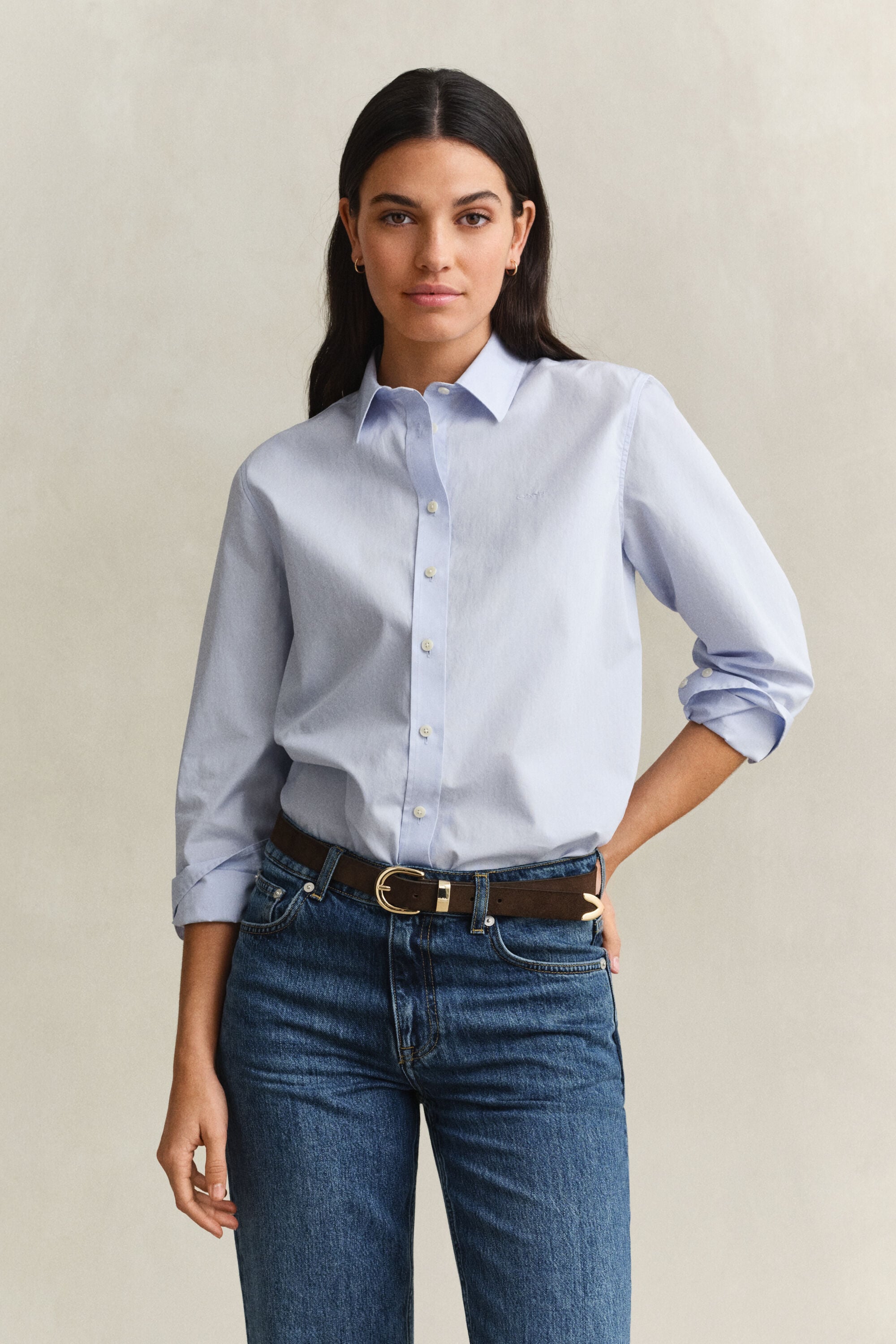 Chemise coupe regular en popeline classique
