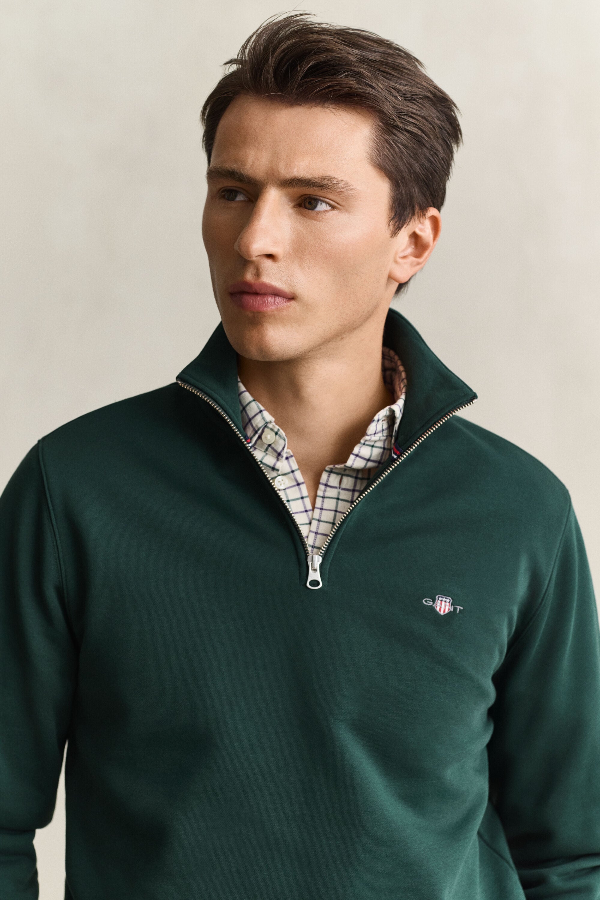 Shield sweatshirt met korte rits
