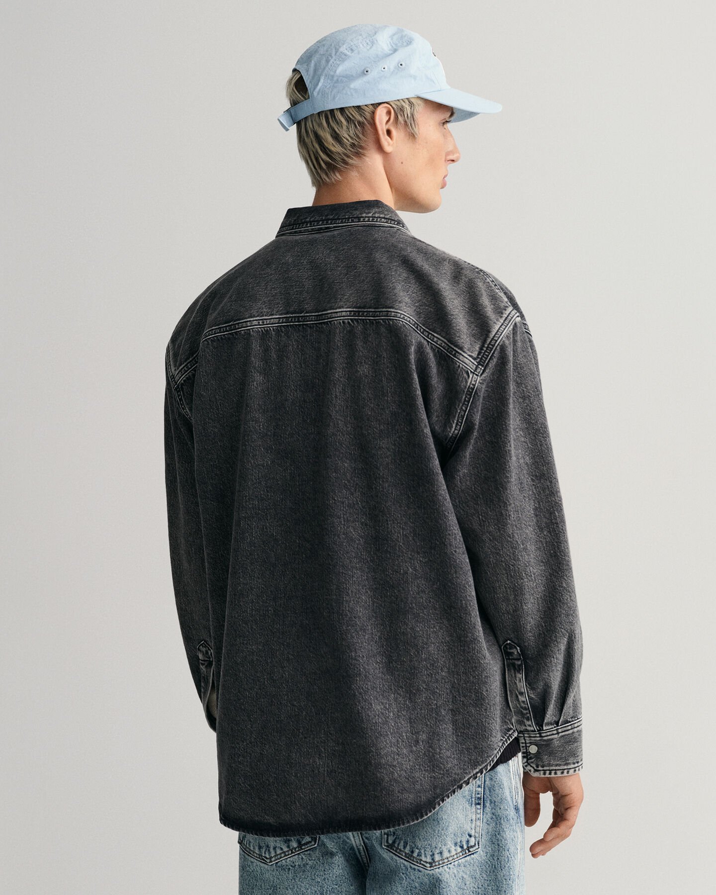 Oversized Heavy overhemd van verwassen denim