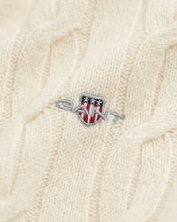 Lamswollen kabeltrui met ronde hals