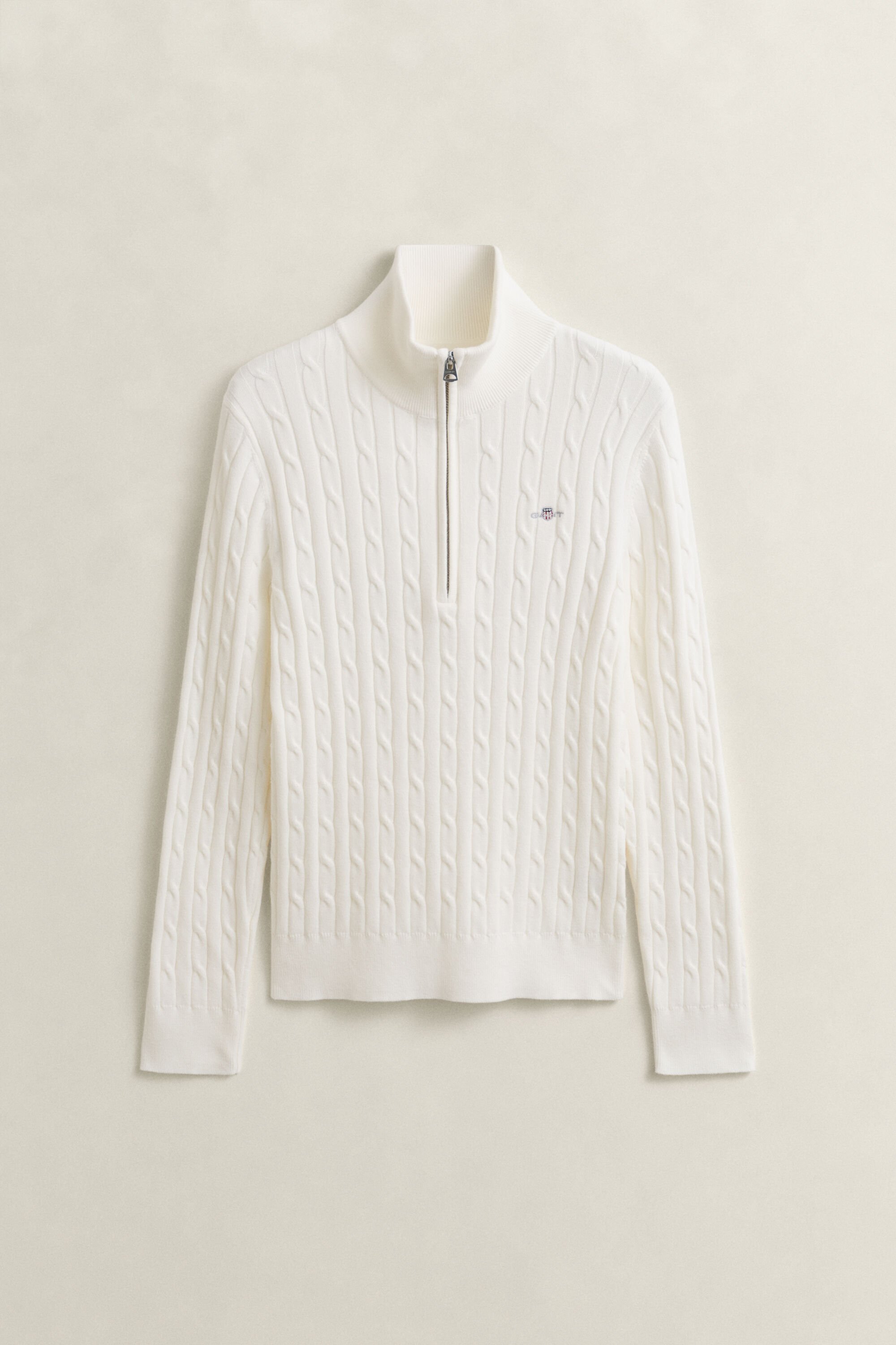 Pull à demi-zip en maille torsadée