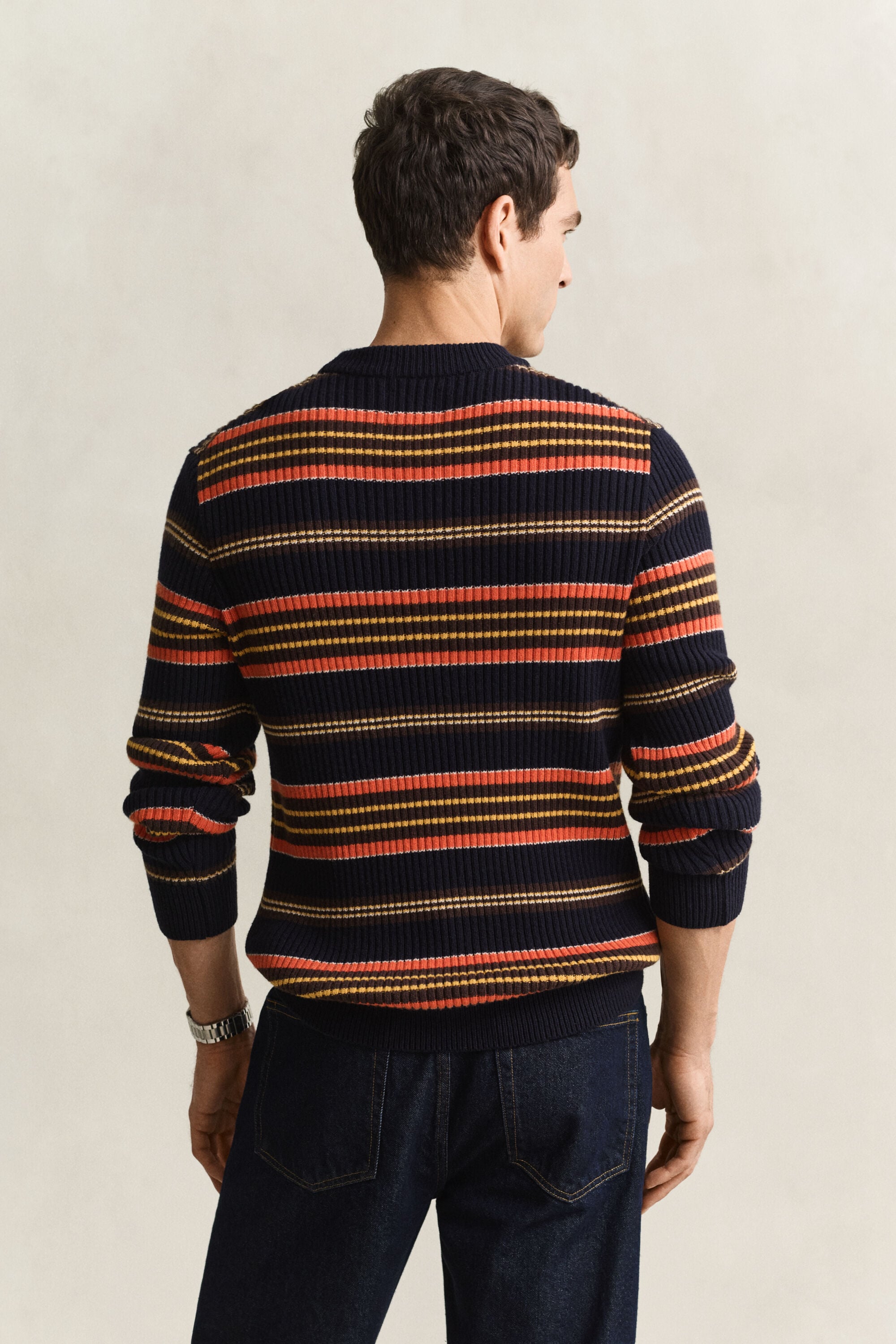 Pull côtelé à rayures