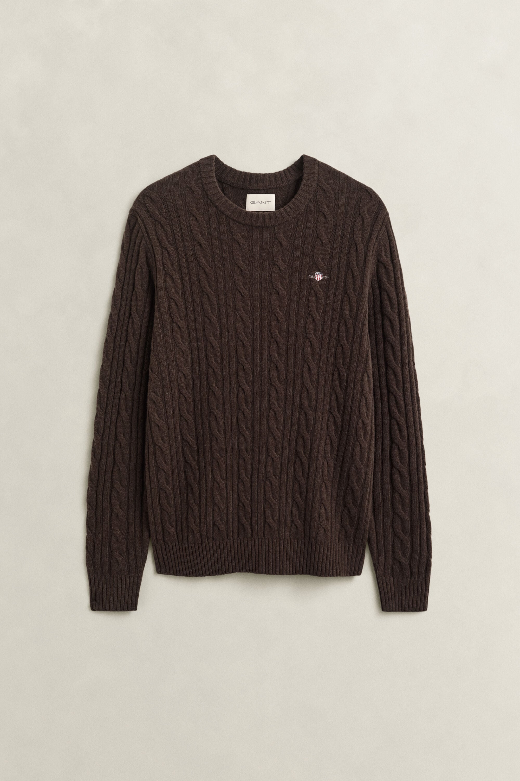 Pull col rond en maille torsadée en laine d'agneau