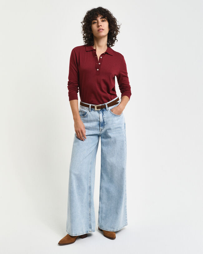 Naadloos poloshirt met lange mouwen