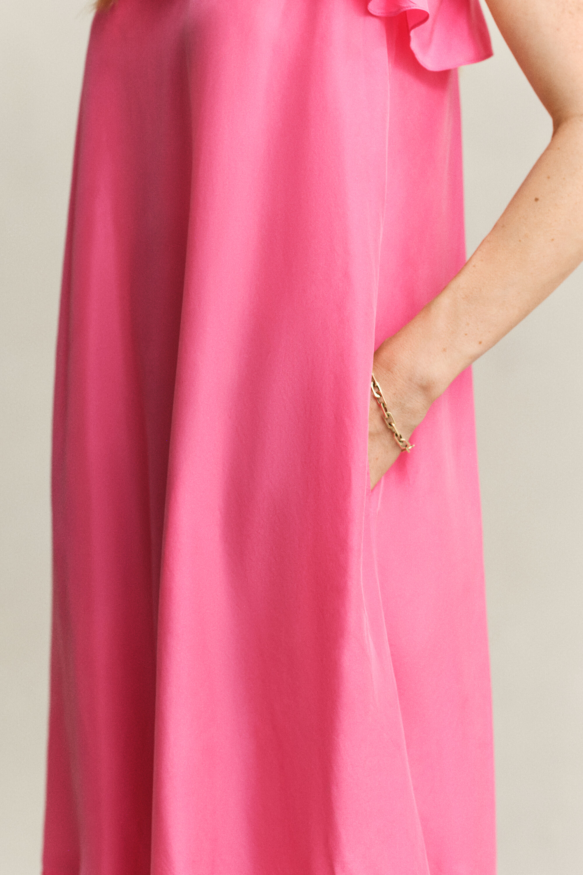 Robe midi à lanières en soie