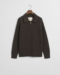 Pull à demi-zip en coton texturé