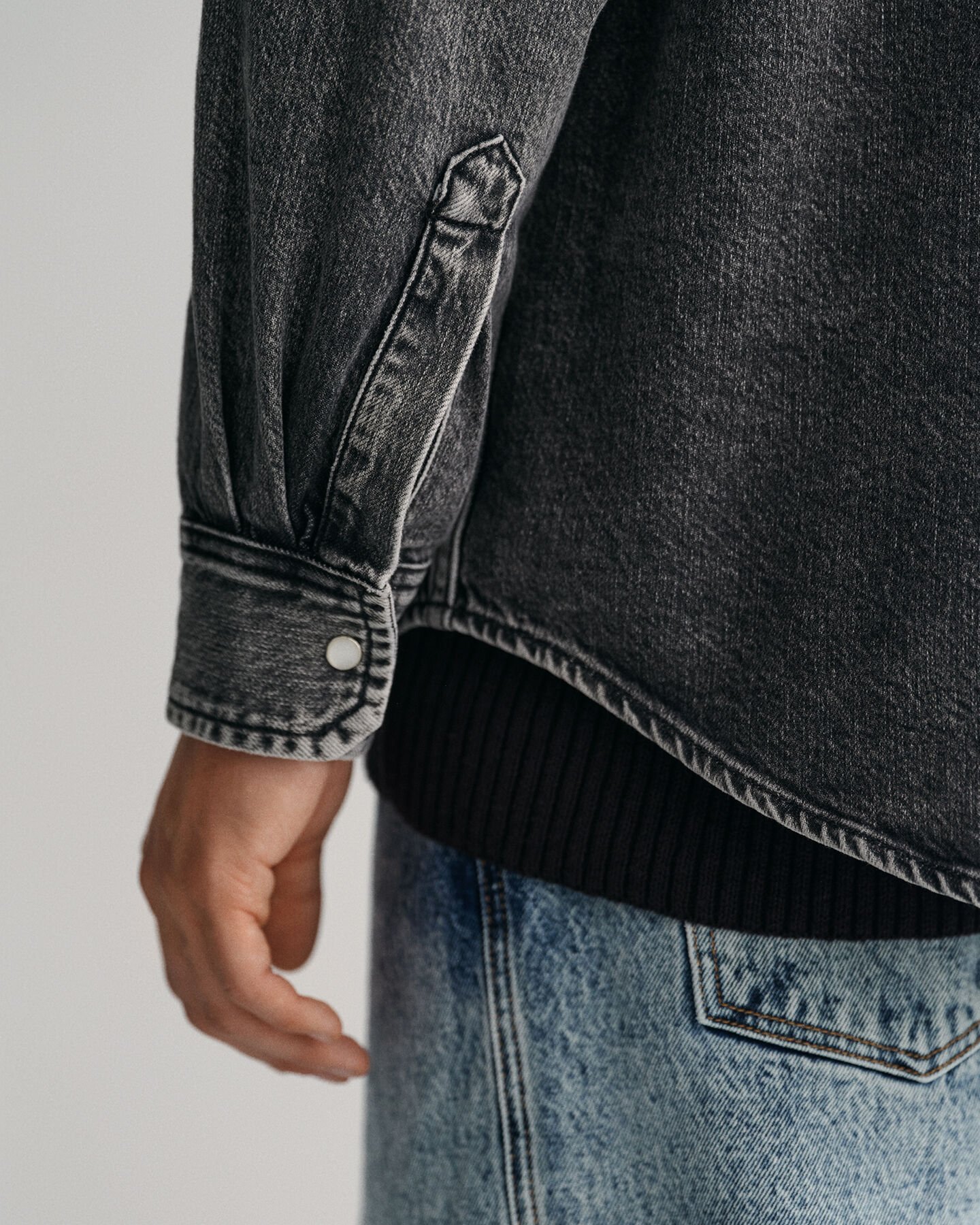 Oversized Heavy overhemd van verwassen denim