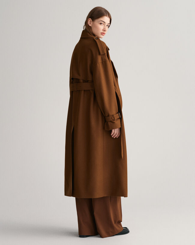Trench-coat en laine mélangée