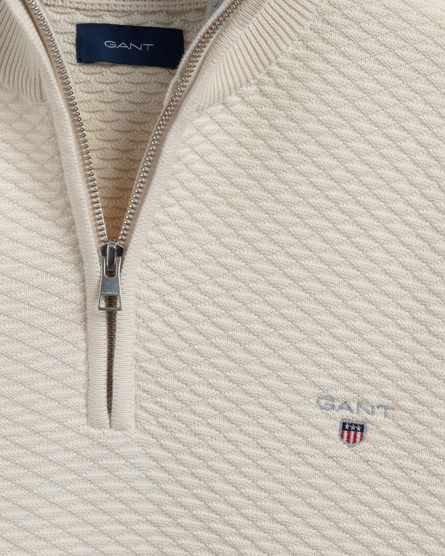 Pull à demi-zip avec motif à Triangle Texture