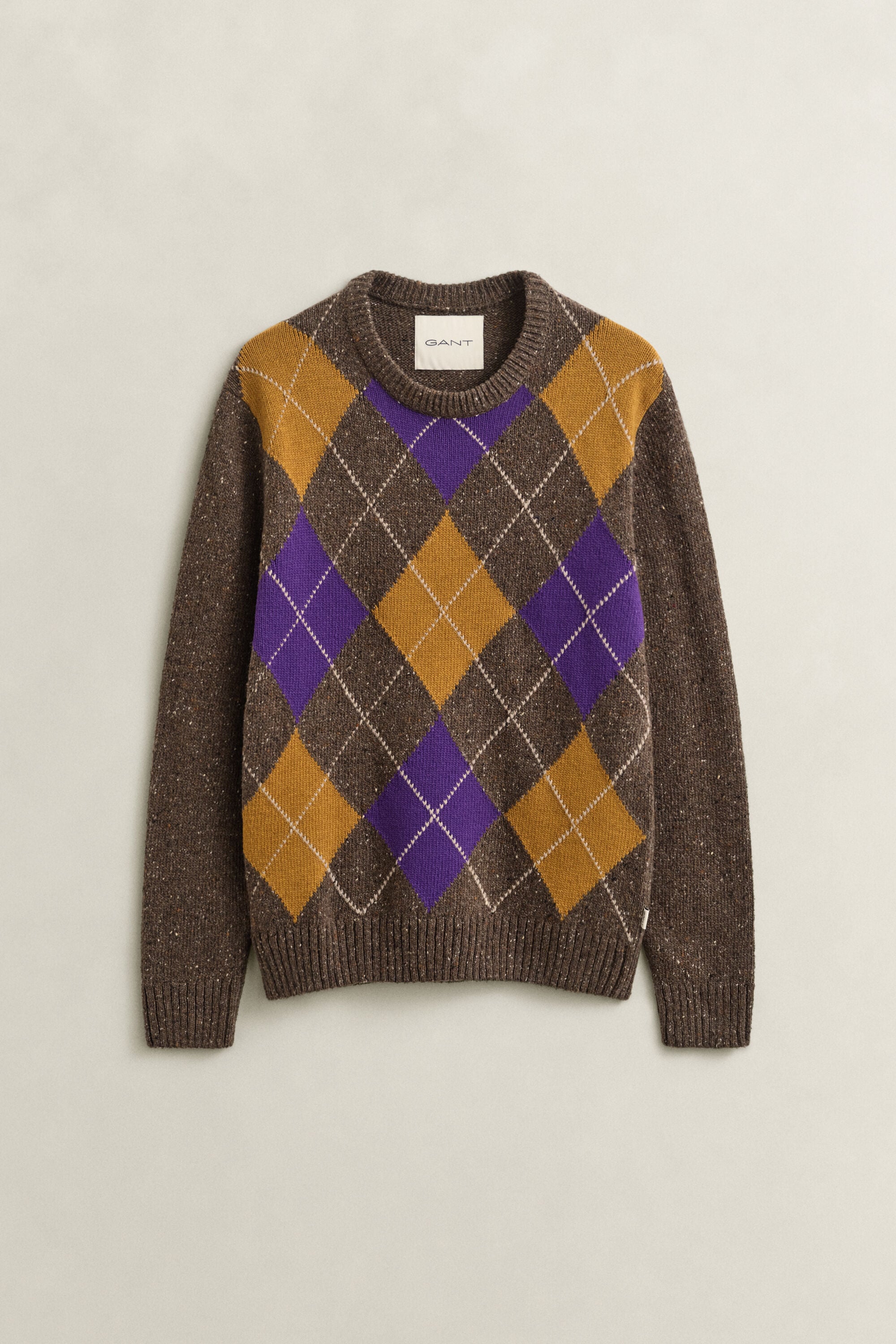 Pull col rond à motif argyle moucheté