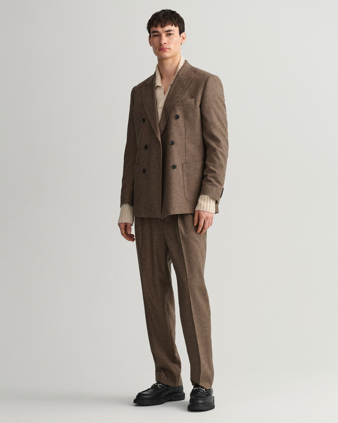 Veste blazer de costume à carreaux en motif pied-de-poule