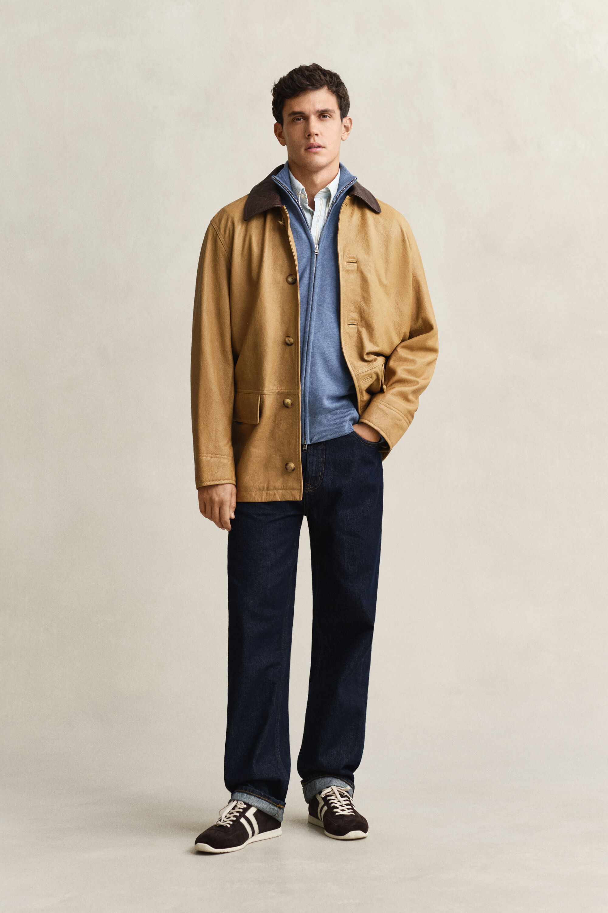 Cardigan zippé en coton décontracté