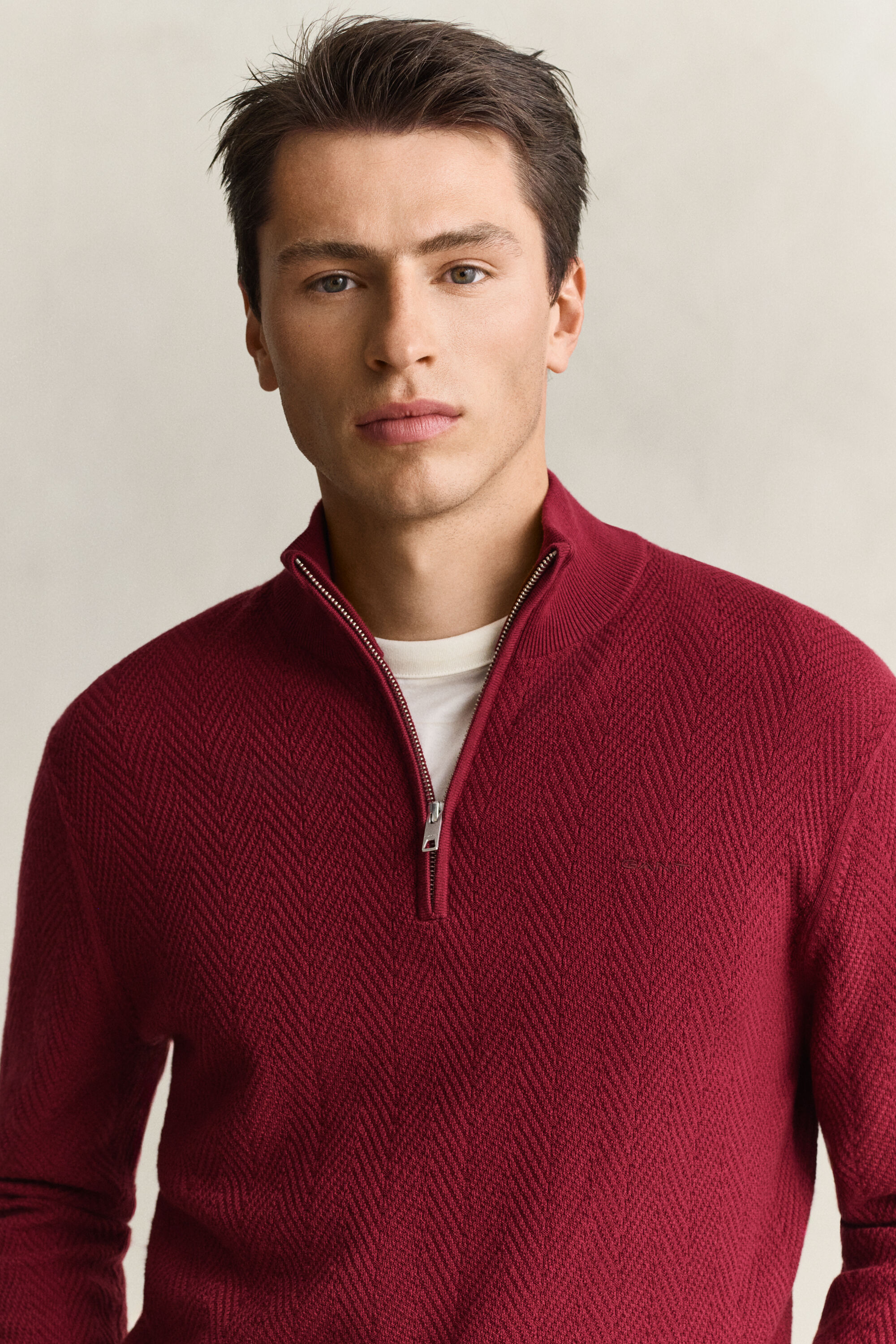 Pull à demi-zip avec chevrons
