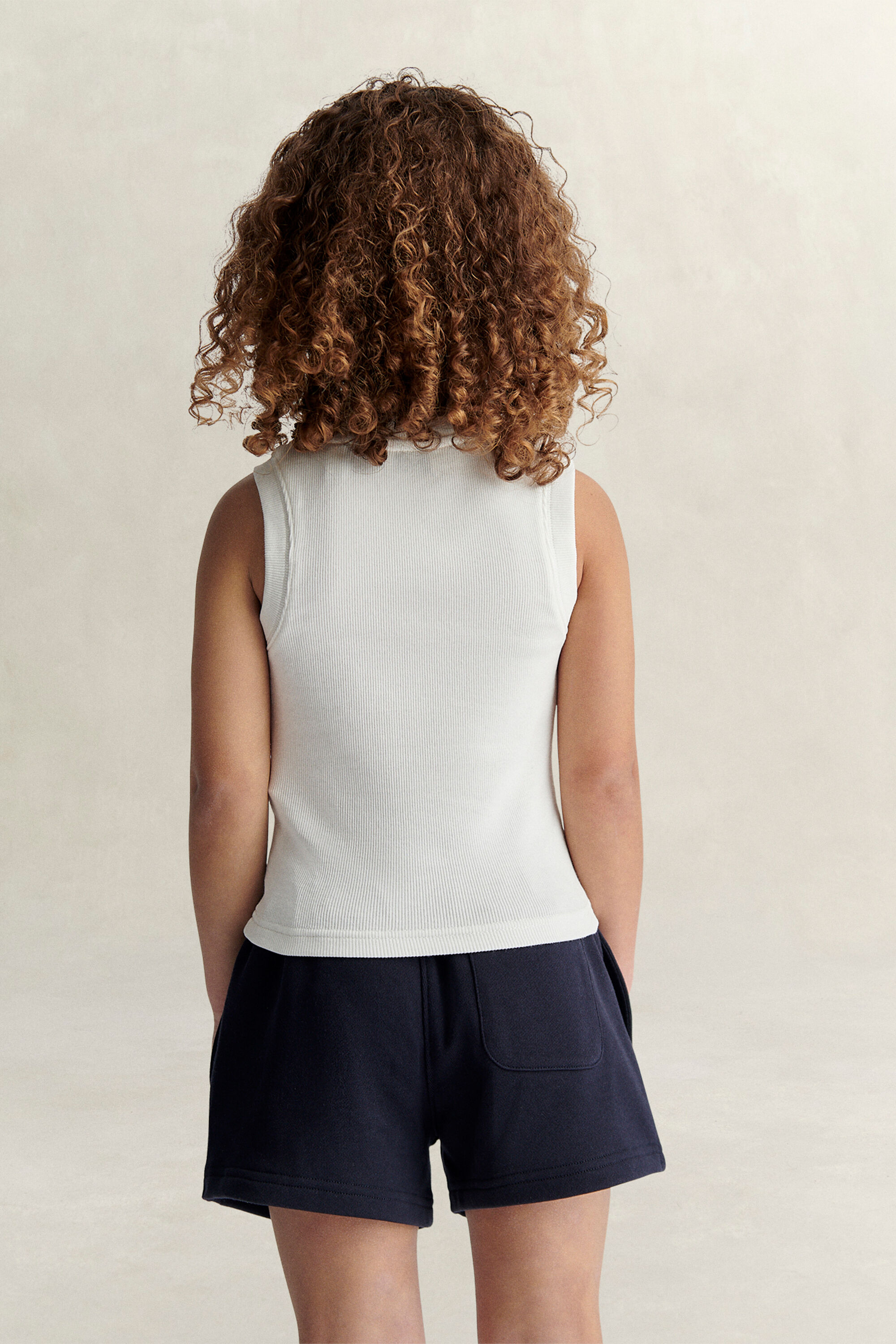 Girls geribde tanktop met logo