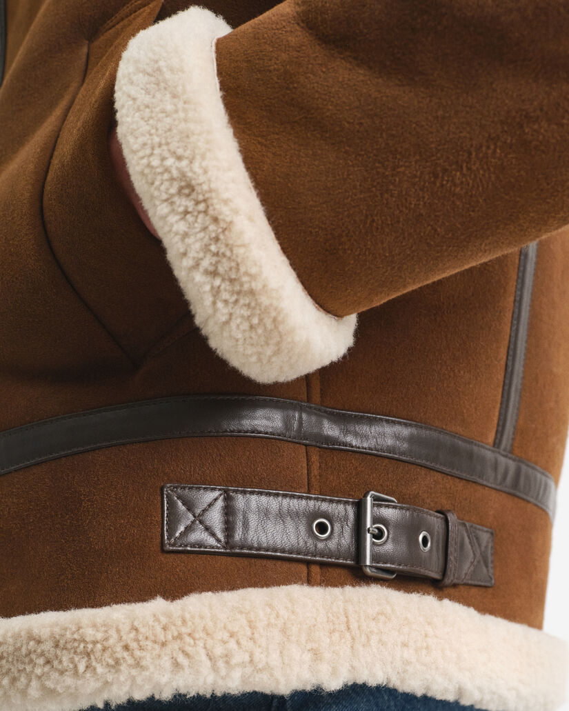 Veste en peau lainée