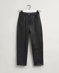 Cropped leren broek met hoge taille