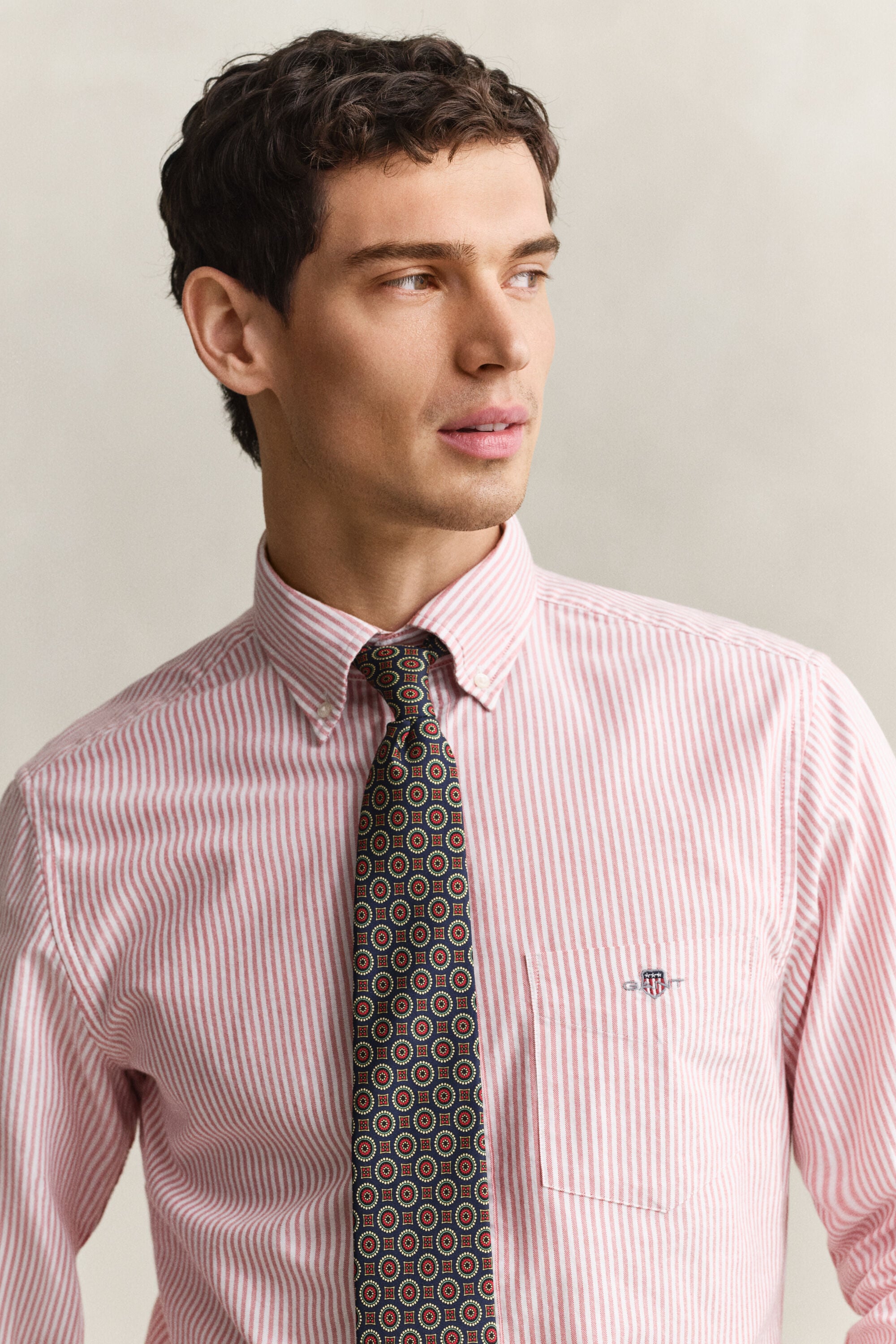 Chemise en coton Oxford classique à rayures Banker