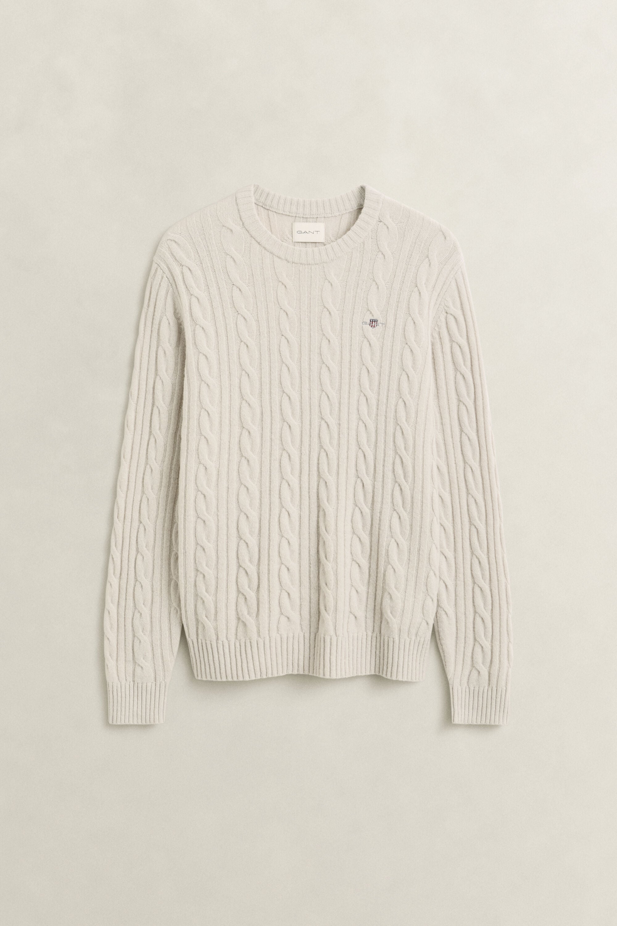 Pull col rond en maille torsadée en laine d'agneau