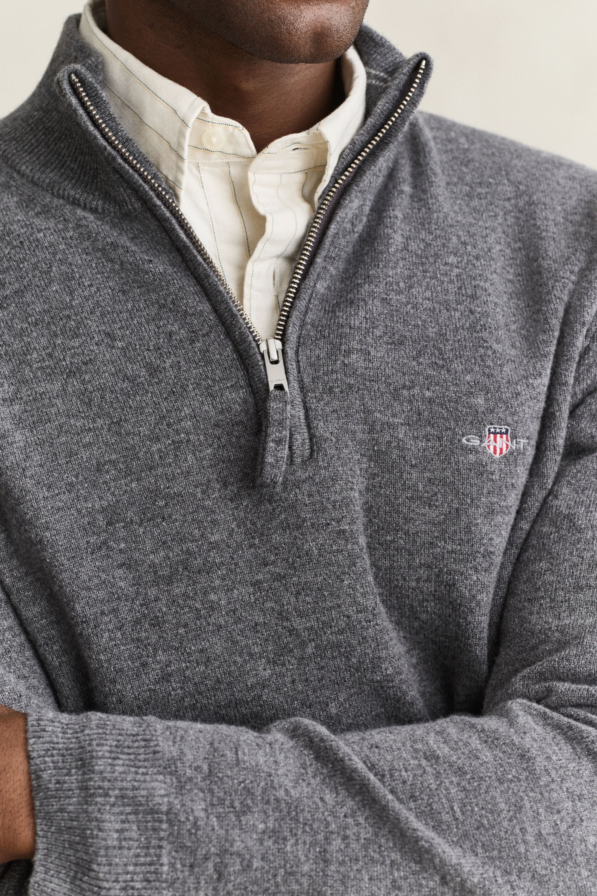 Pull à demi-zip en laine d’agneau