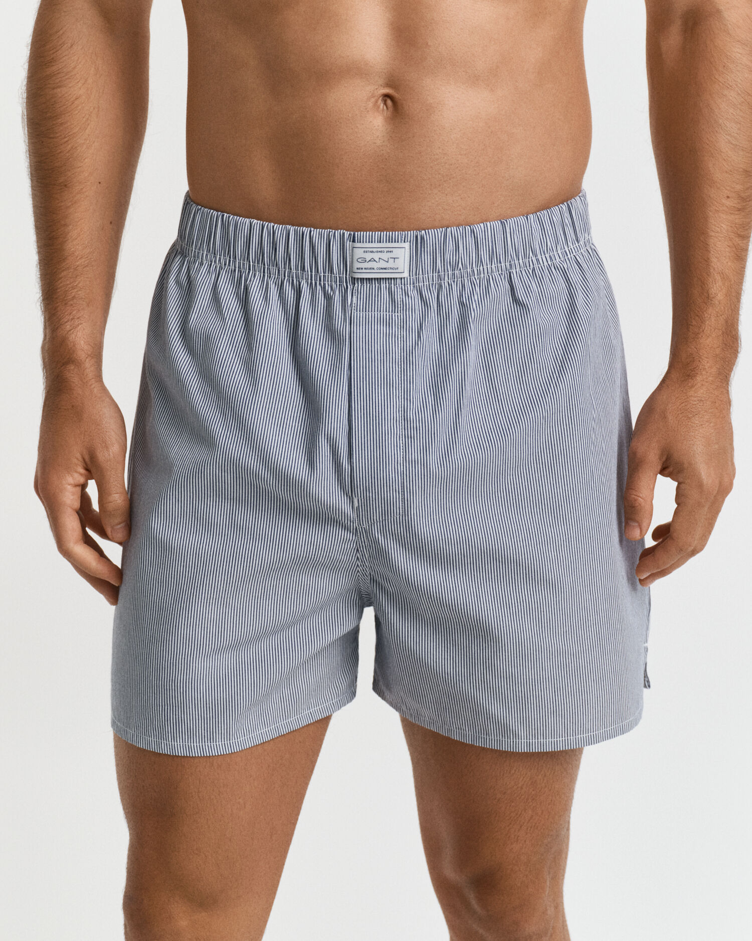 Set van twee paar boxershorts, gestreept en effen
