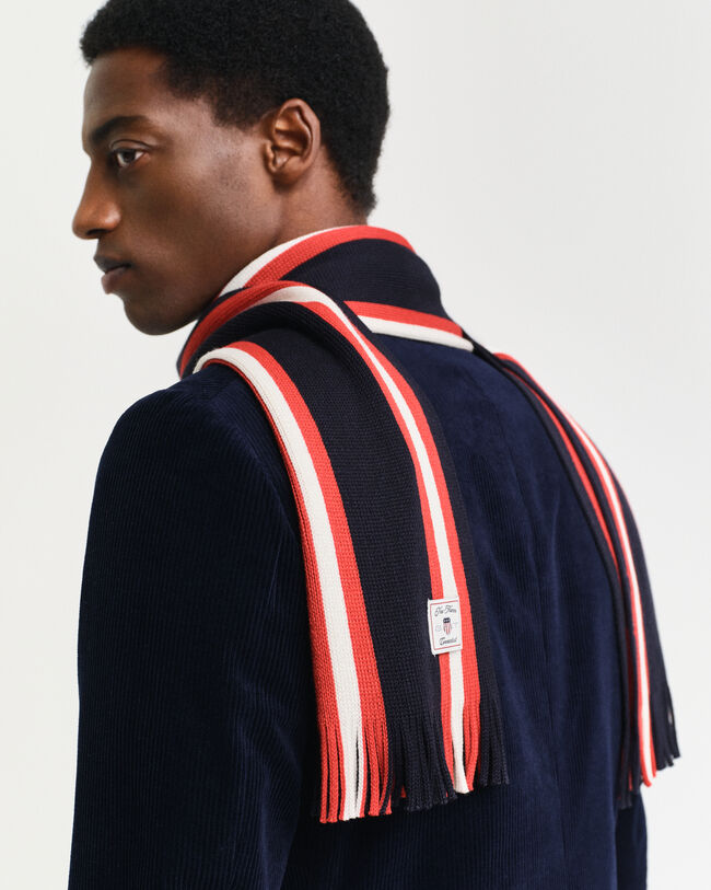 Gebreide gestreepte sjaal van wolmix