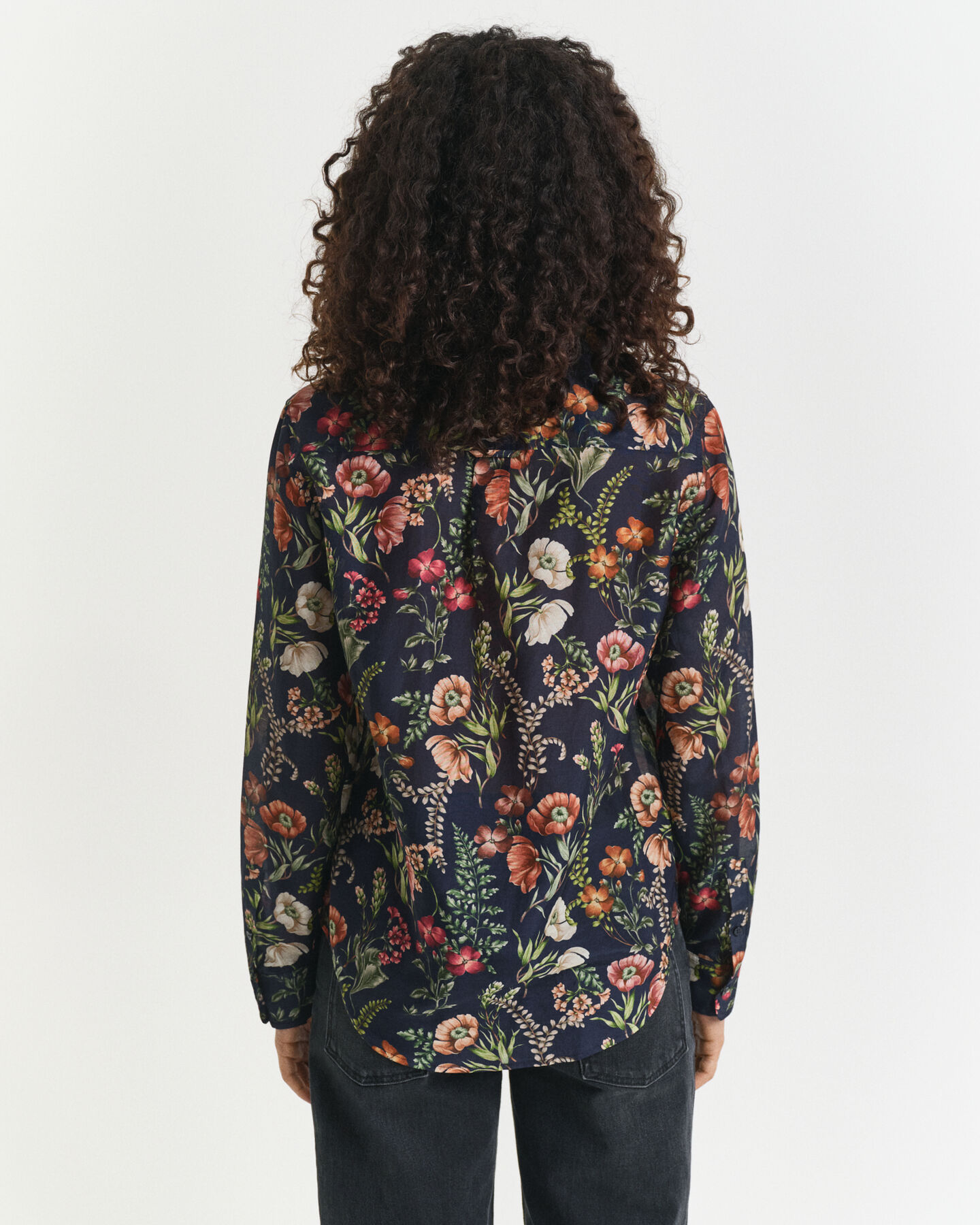 Chemise coupe regular en coton et soie à imprimé floral