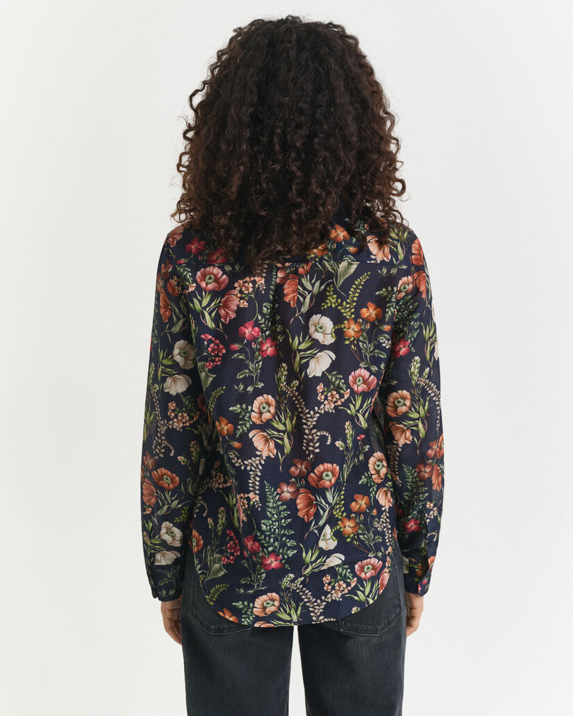 Chemise coupe regular en coton et soie à imprimé floral