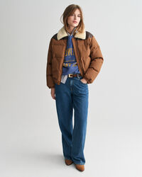 Gewatteerd jack met kraag met nepbont