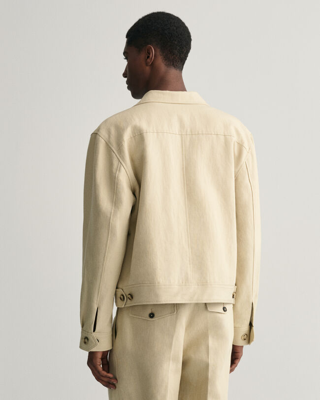 Veste de costume relaxed fit en coton et lin