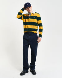 Pantalon chino relaxed fit en serg&eacute; de coton