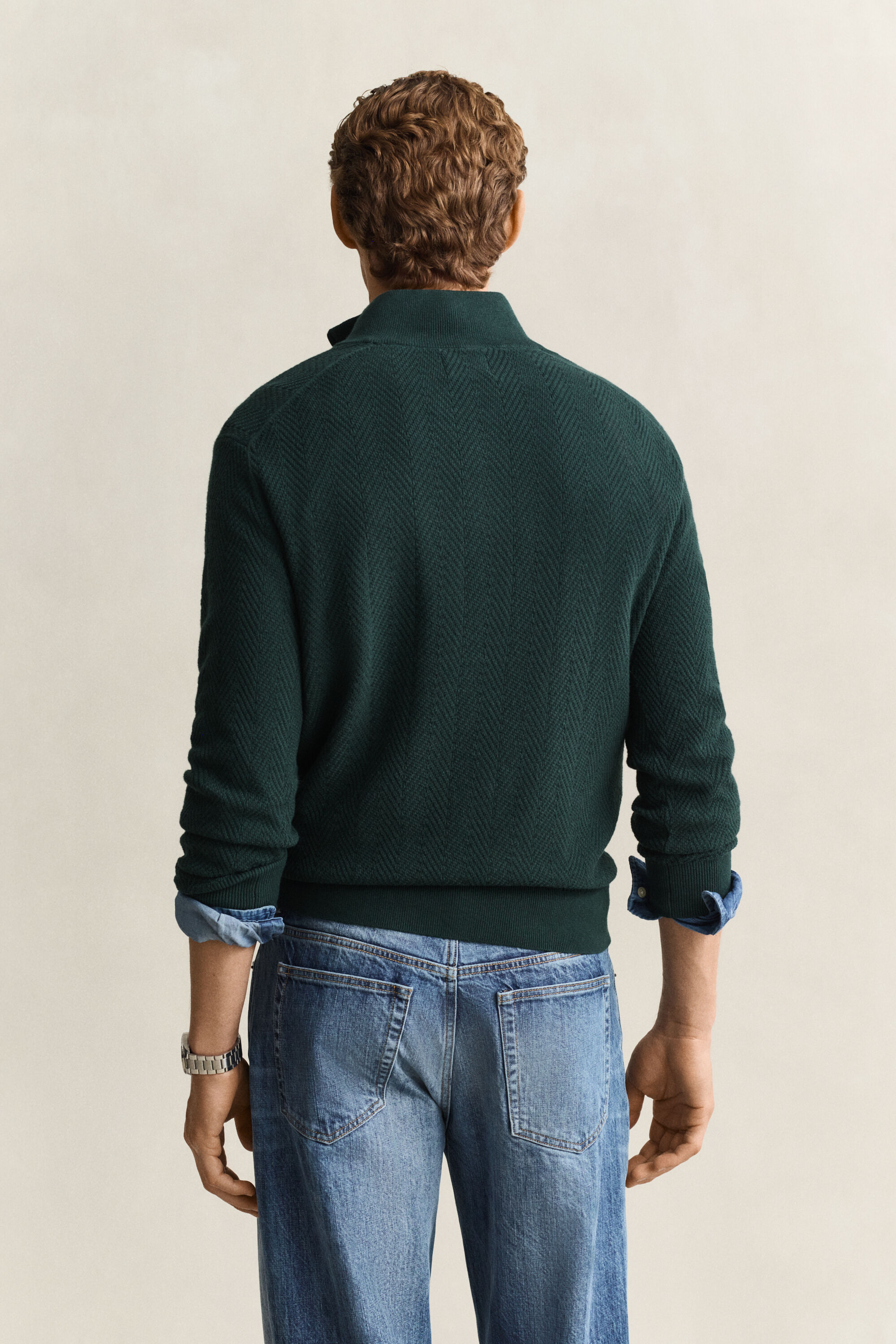 Pull à demi-zip avec chevrons