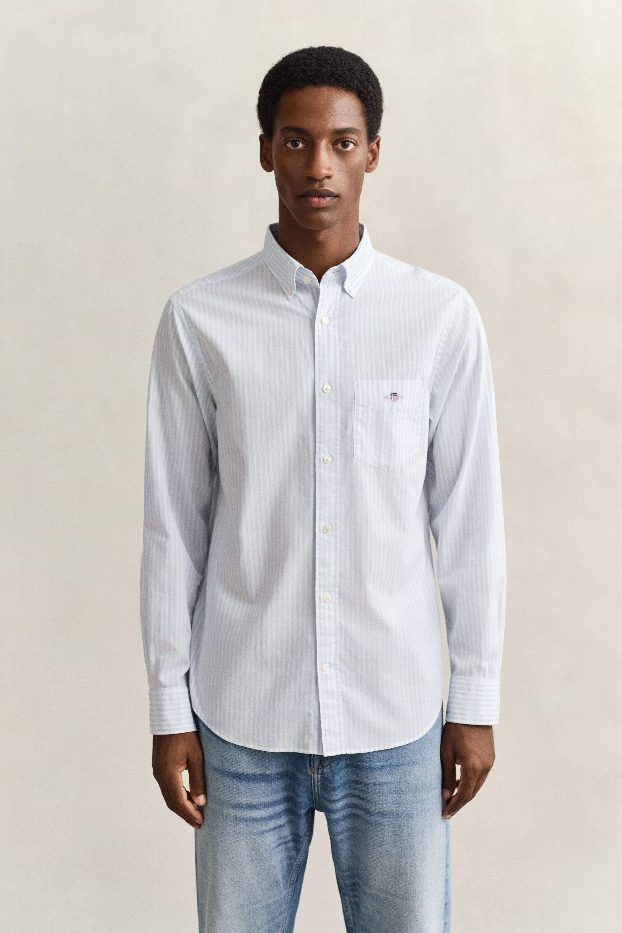 Chemise en popeline à rayures classique