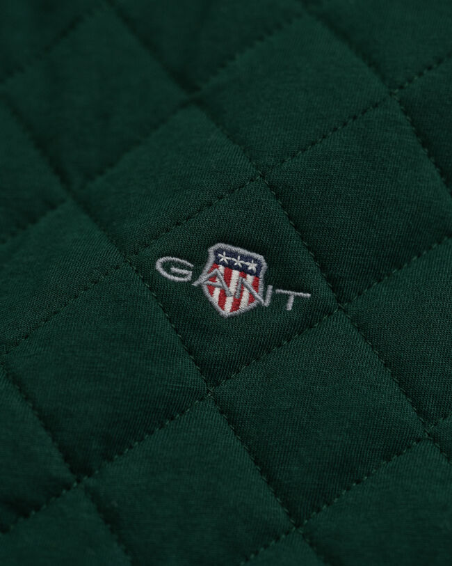 Sweat-shirt zippé matelassé avec col en velours côtelé