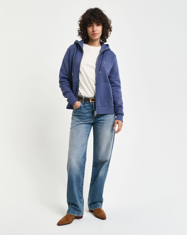 Tonal Shield hoodie met ritssluiting