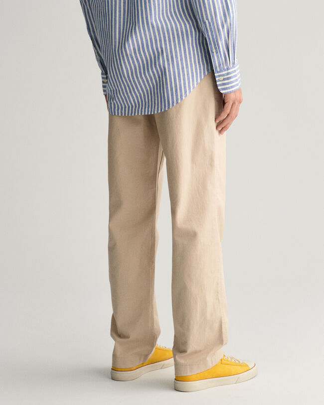 Pantalon chino en coton et lin regular fit