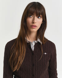 Cardigan en maille de coton stretch à torsades