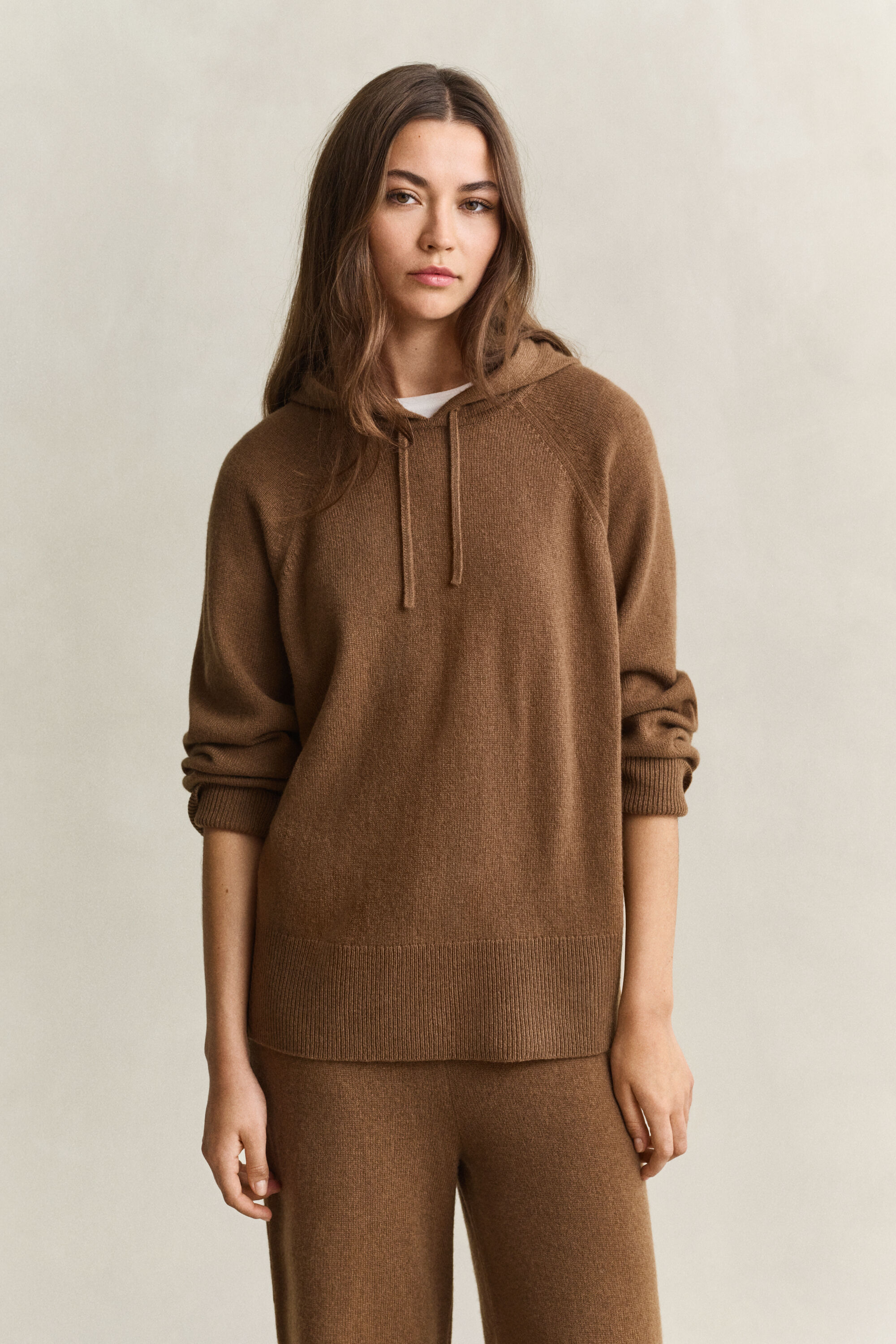 Hoodie van wol en kasjmier