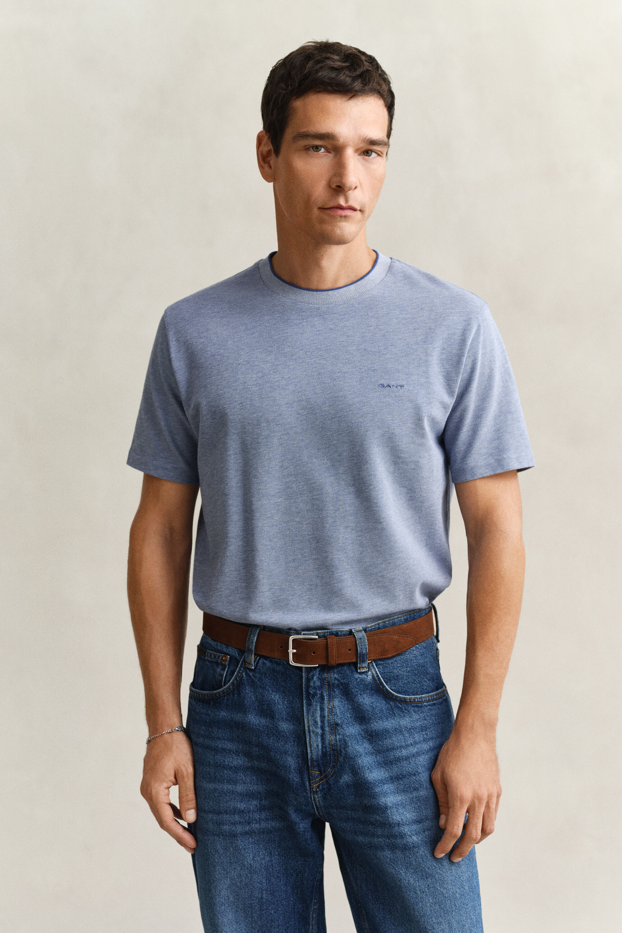 Tweekleurig piqué T-shirt