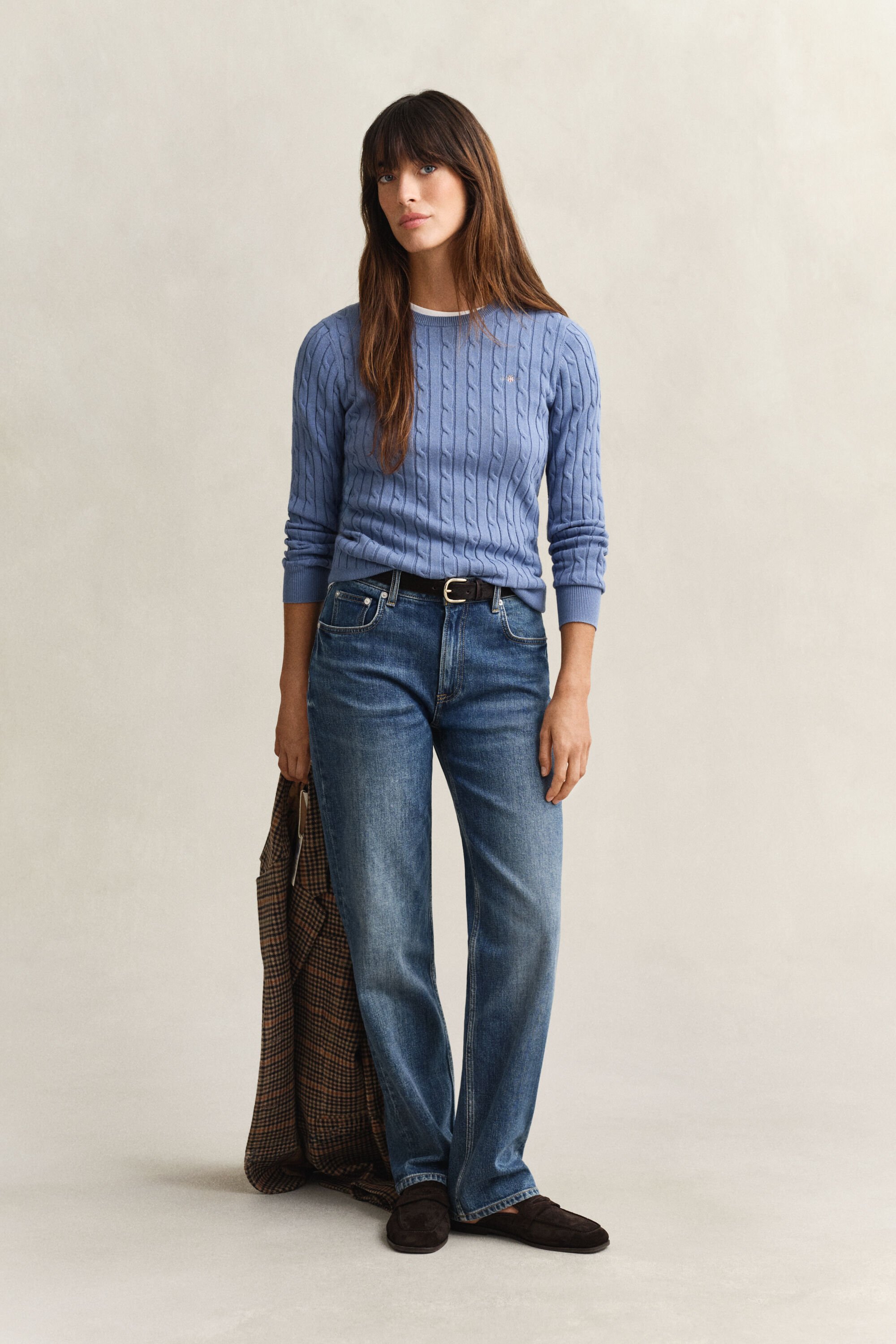 Pull col rond en maille torsadée