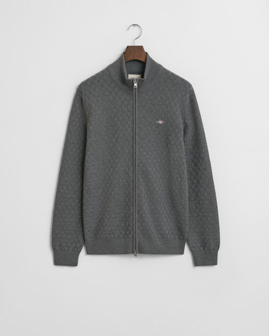 Pull zippé texturé