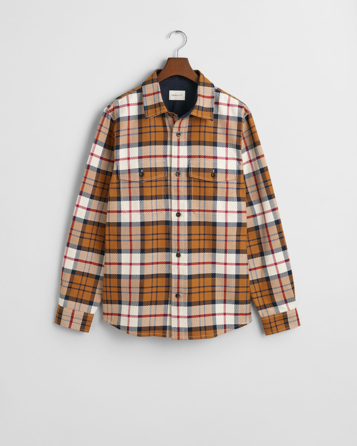 Overshirt met ruiten en visgraattextuur