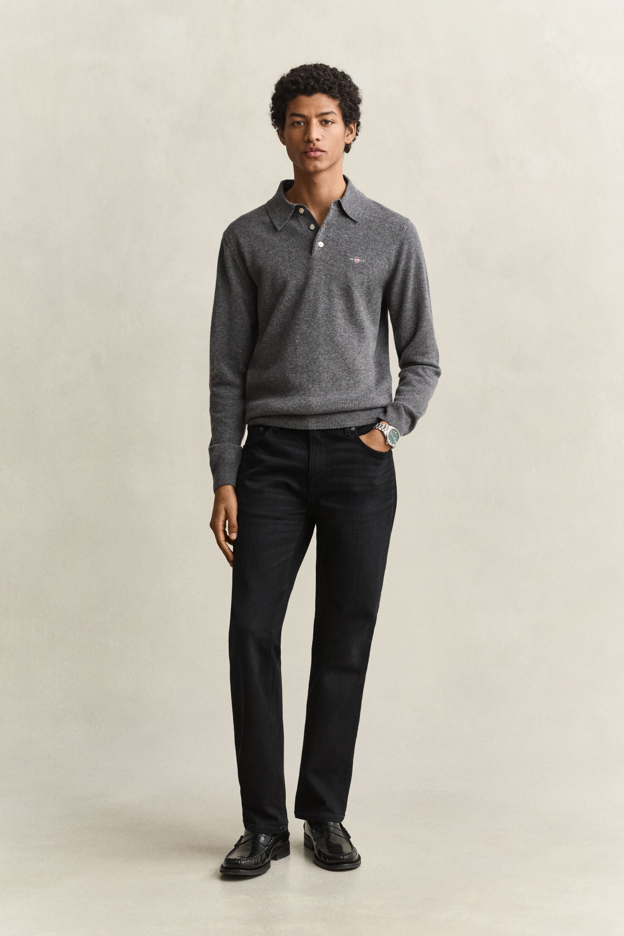 Pull polo en laine d'agneau ultrafine