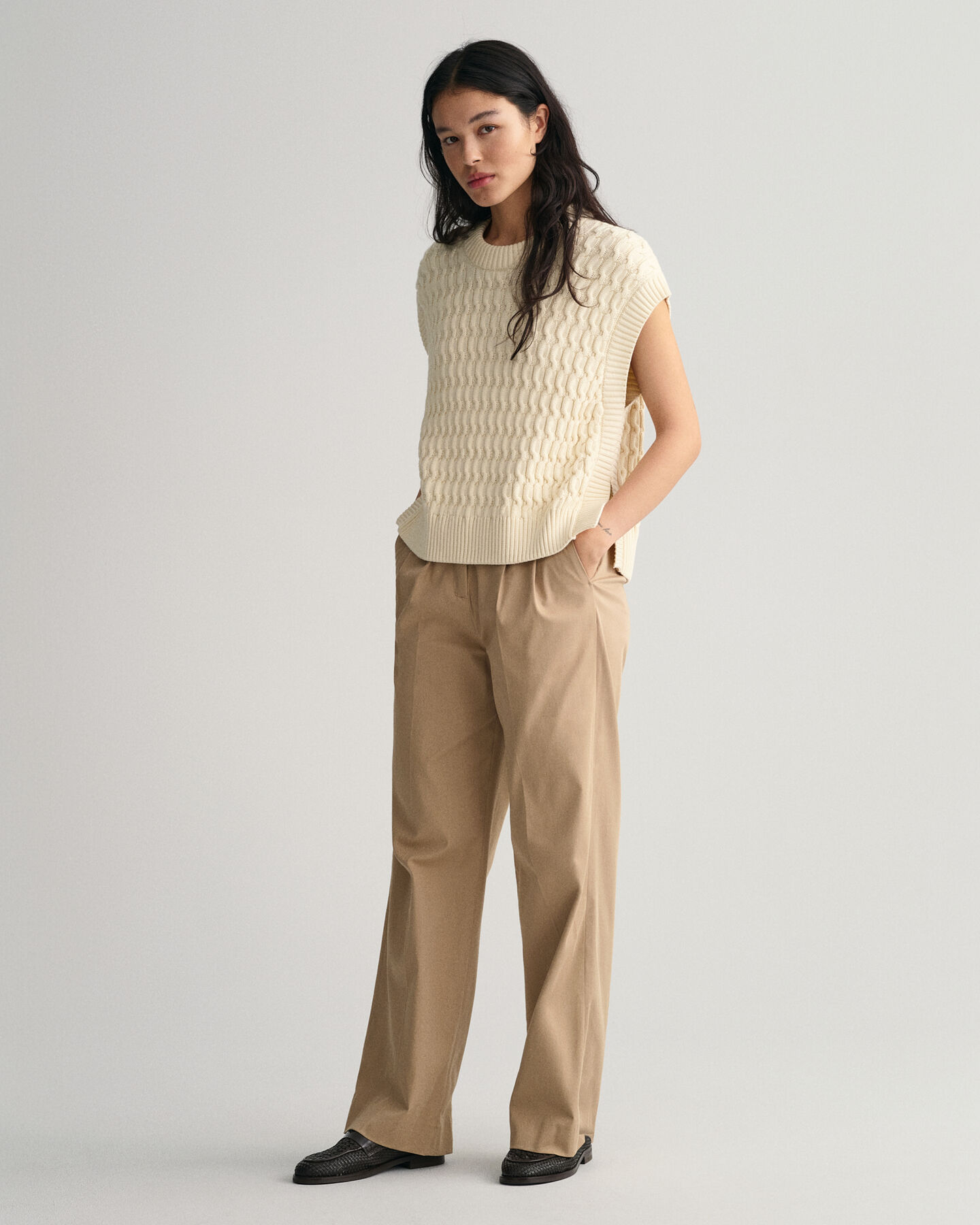 Textured spencer met ronde hals van katoen