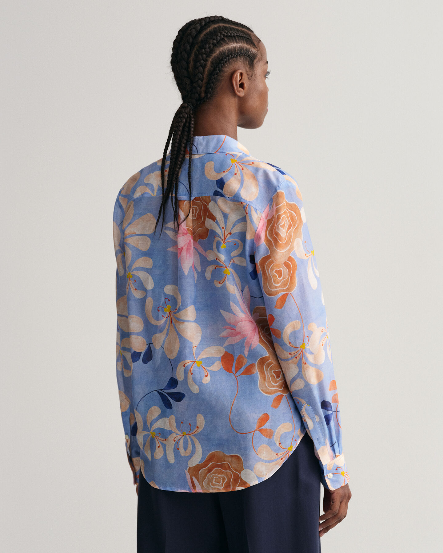 Regular Fit overhemd met bloemenprint van katoen en zijde