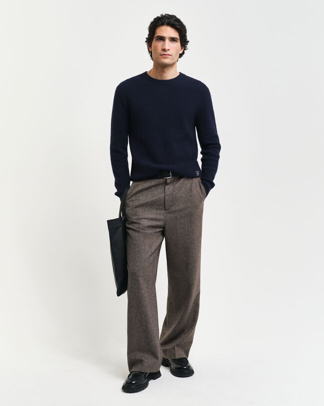 Pull ras du cou en laine mélangée texturée