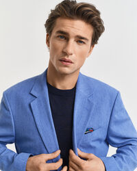 Veste de costume coupe slim en coton et lin