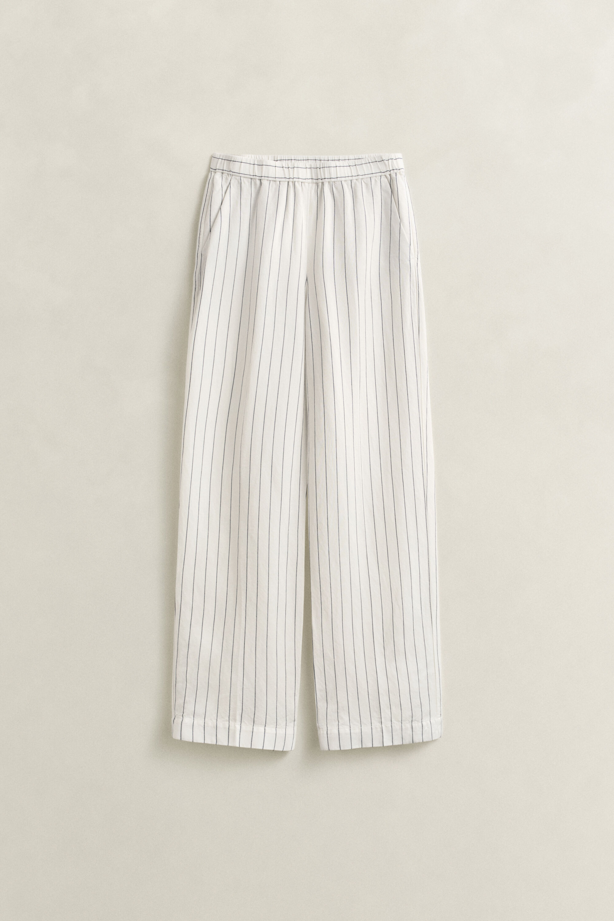 Pantalon en lin mélangé à rayures