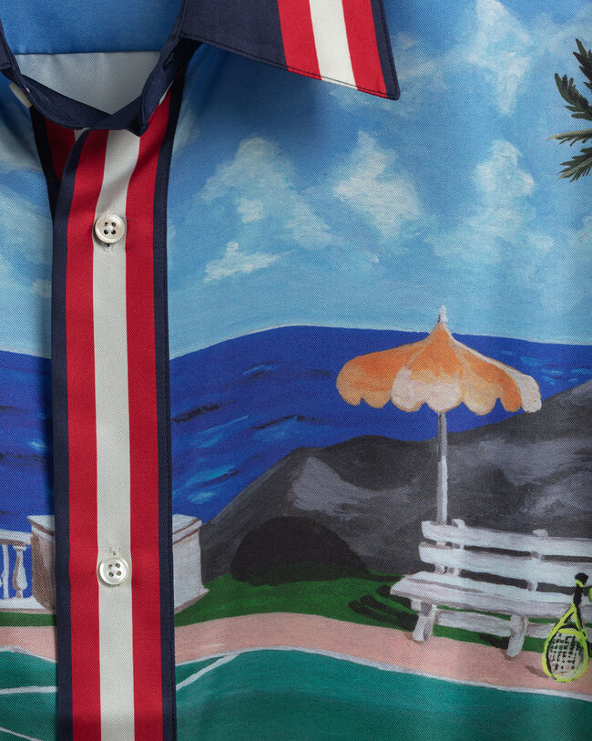 Regular Fit Scenery hemd met korte mouwen van zijde