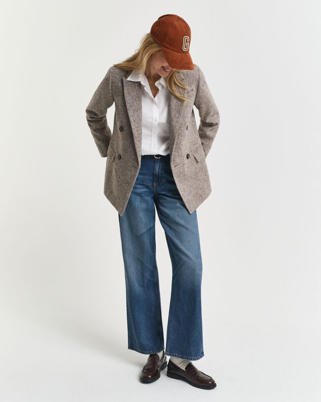 Veste blazer coupe regular en laine texturée